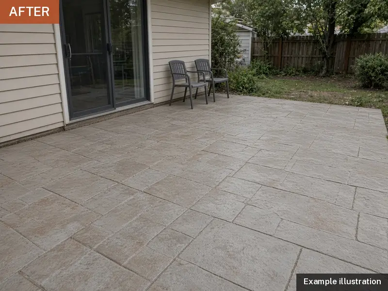 Example illustration: the same patio with a stamped decorative overlay